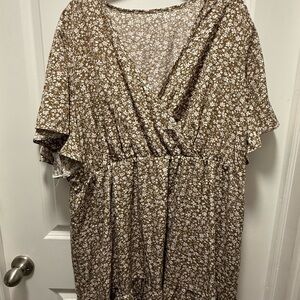 SHEIN Brown Floral Midi Dress